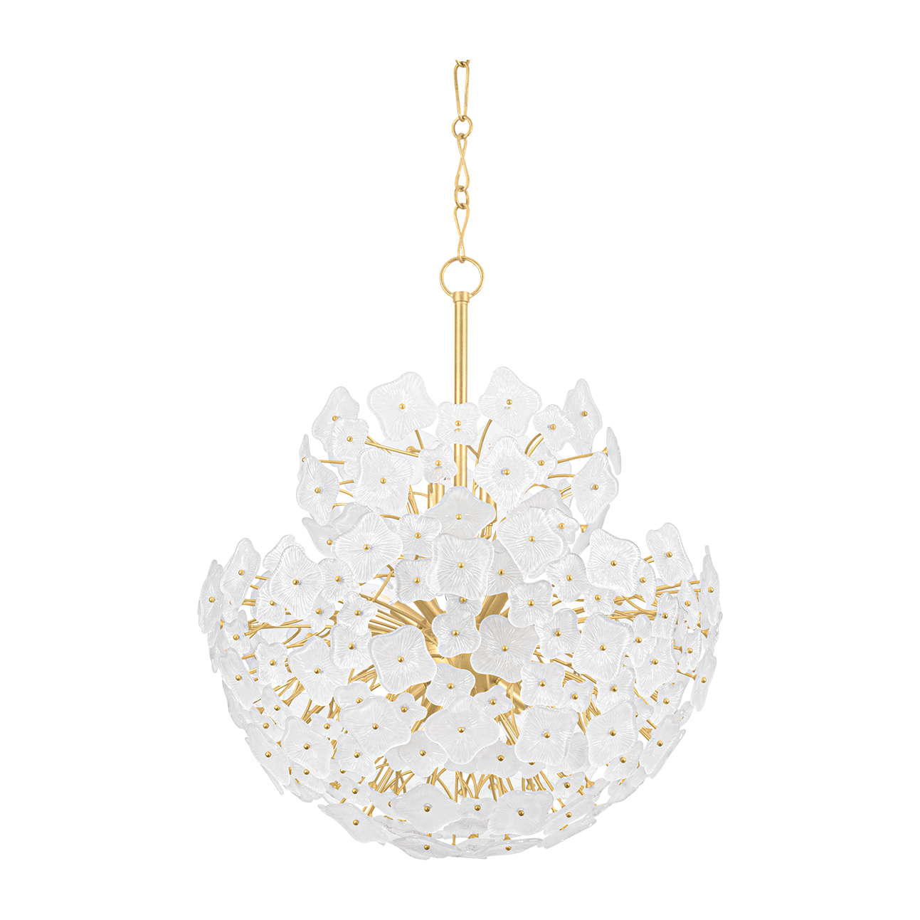 13-Light Floral Glass Gold Chandelier / Default Title
