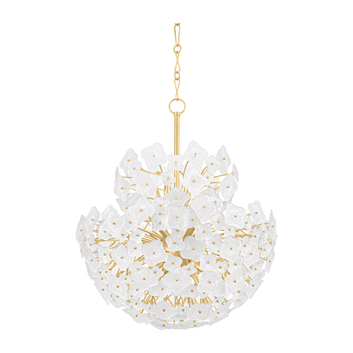 13-Light Floral Glass Gold Chandelier / Default Title