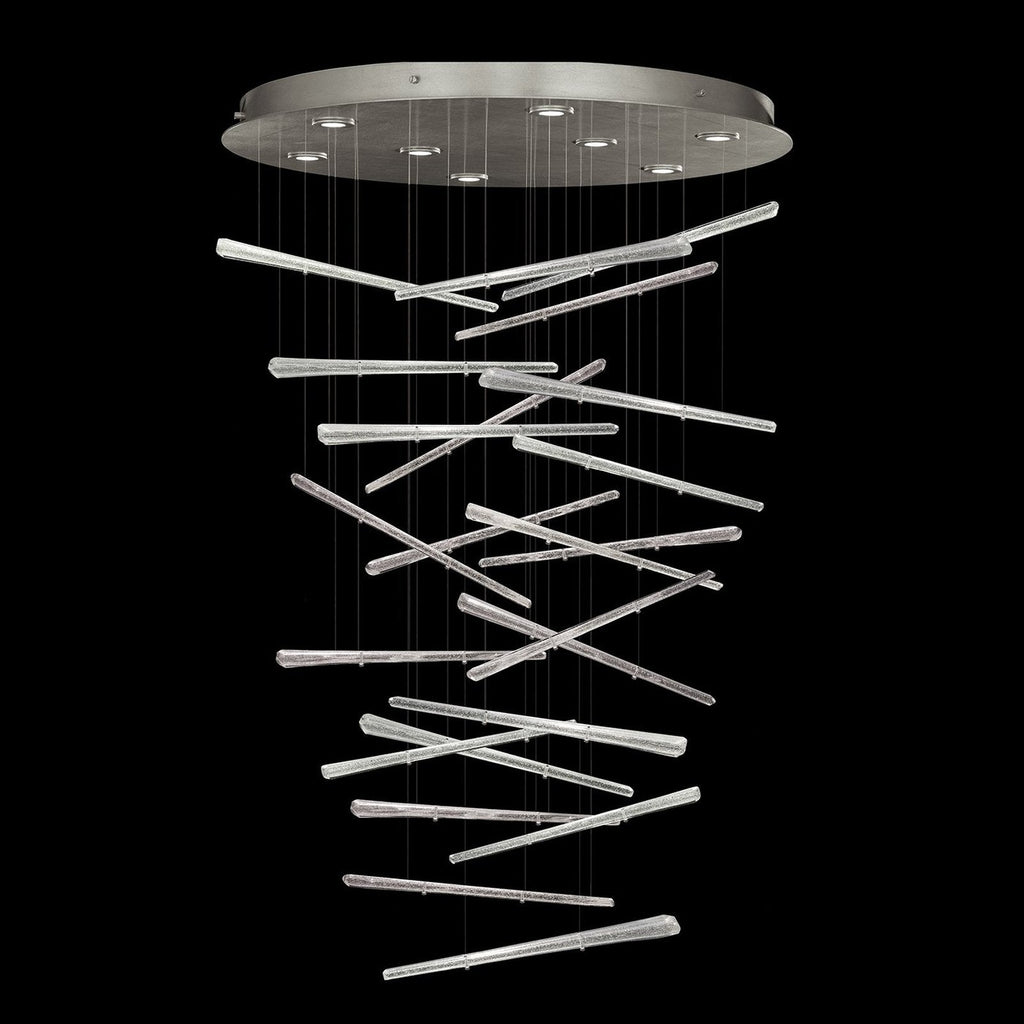 23-Spire Crystal LED Round Pendant Light / Silver/Crystal Stardust