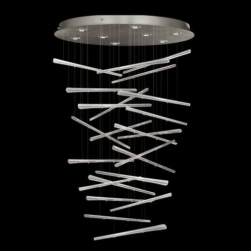 23-Spire Crystal LED Round Pendant Light / Silver/Crystal Stardust