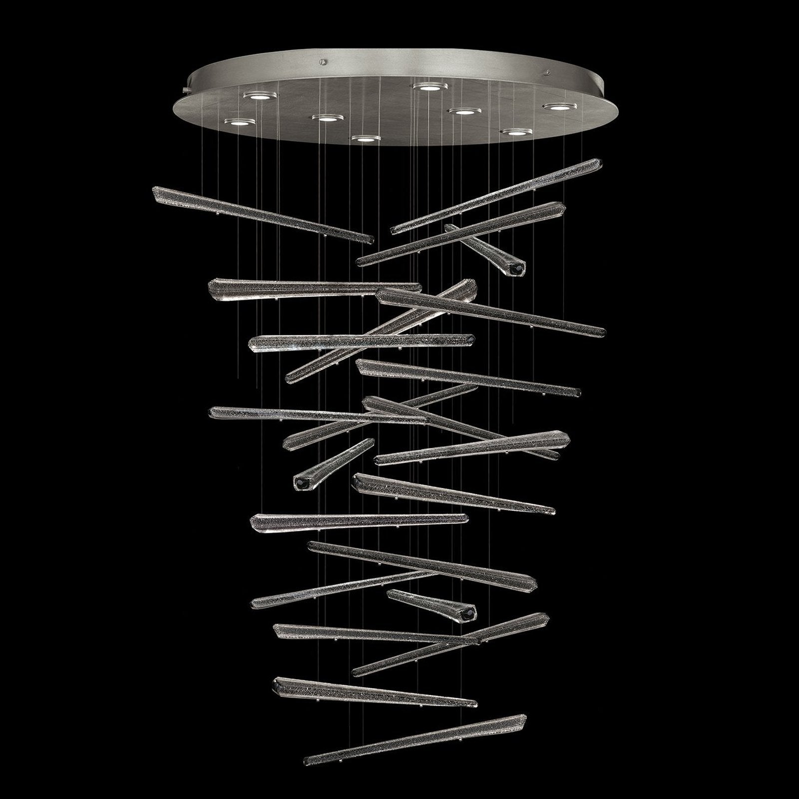 23-Spire Crystal LED Round Pendant Light / Silver/Meteorite