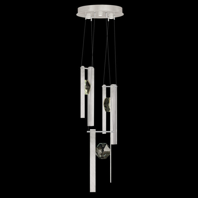 3-Drop Jewel Crystal LED Pendant Light / Brushed Silver
