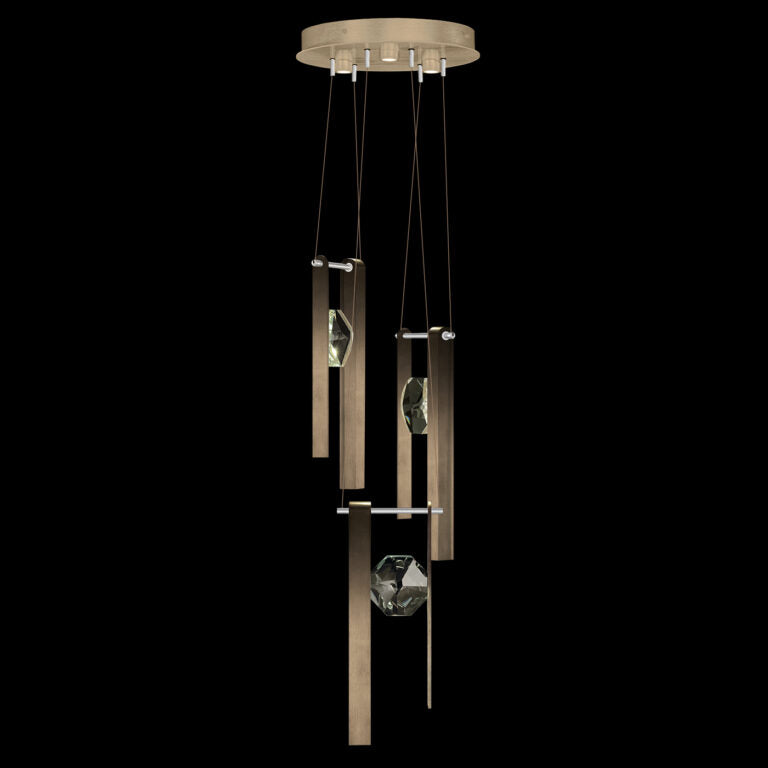 3-Drop Jewel Crystal LED Pendant Light / Bronze