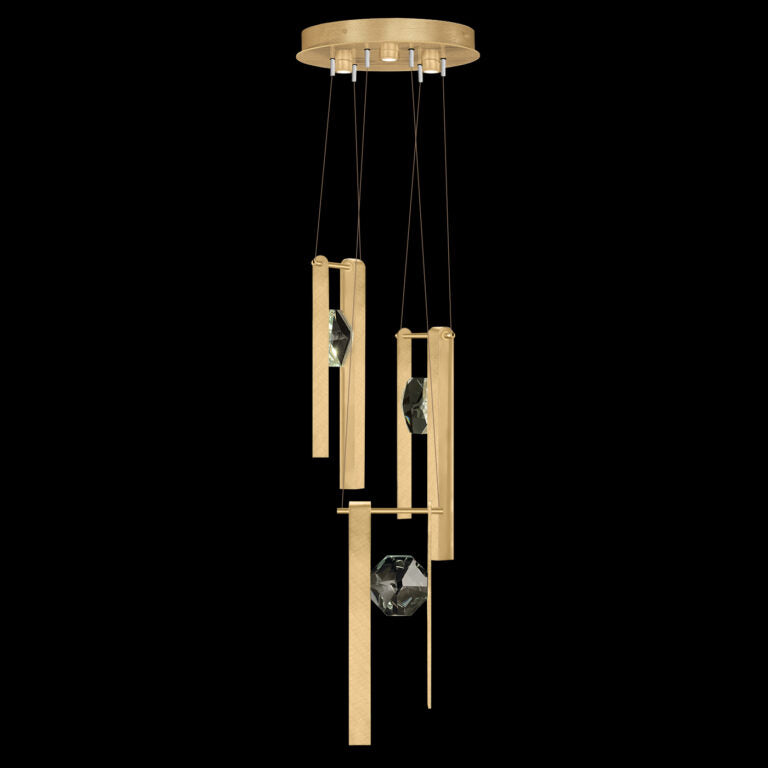 3-Drop Jewel Crystal LED Pendant Light / Gold