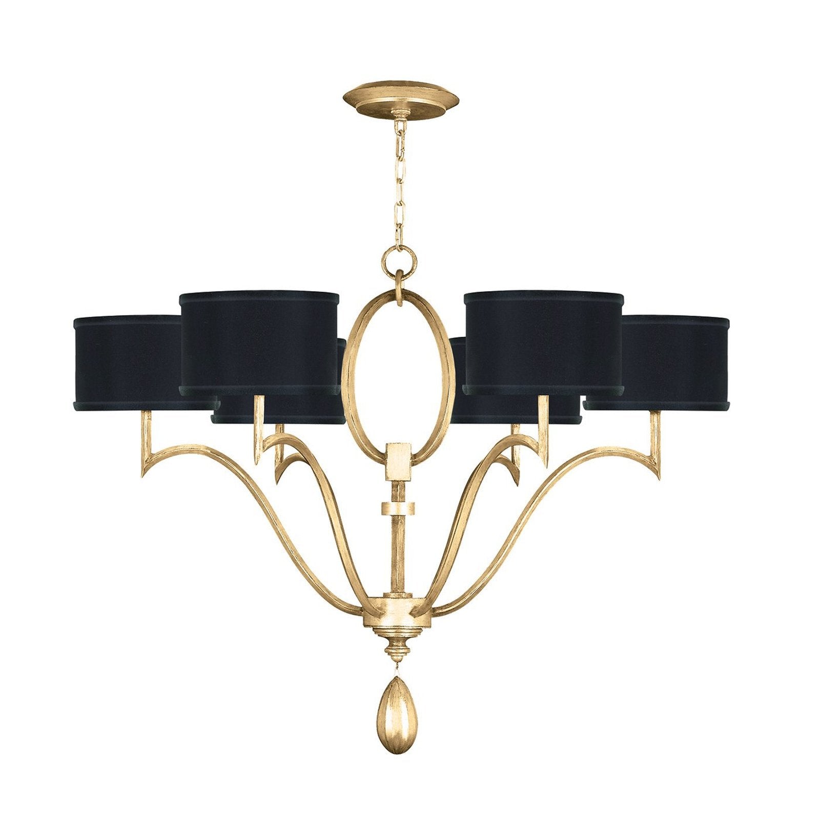 39-Inch Gold or Silver Shade Chandelier / White/Silver