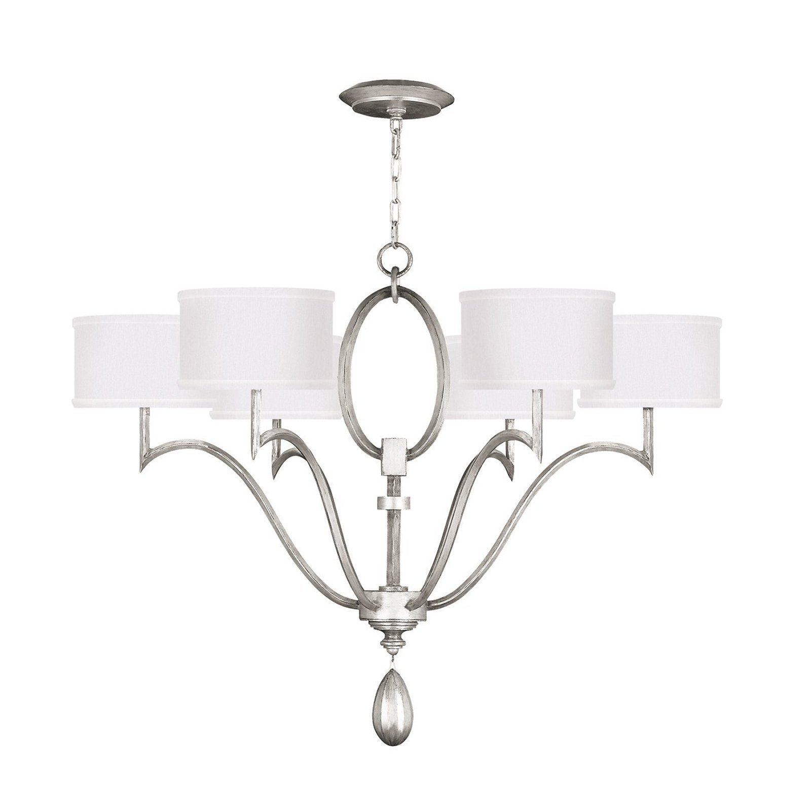 39-Inch Gold or Silver Shade Chandelier / Black/Silver