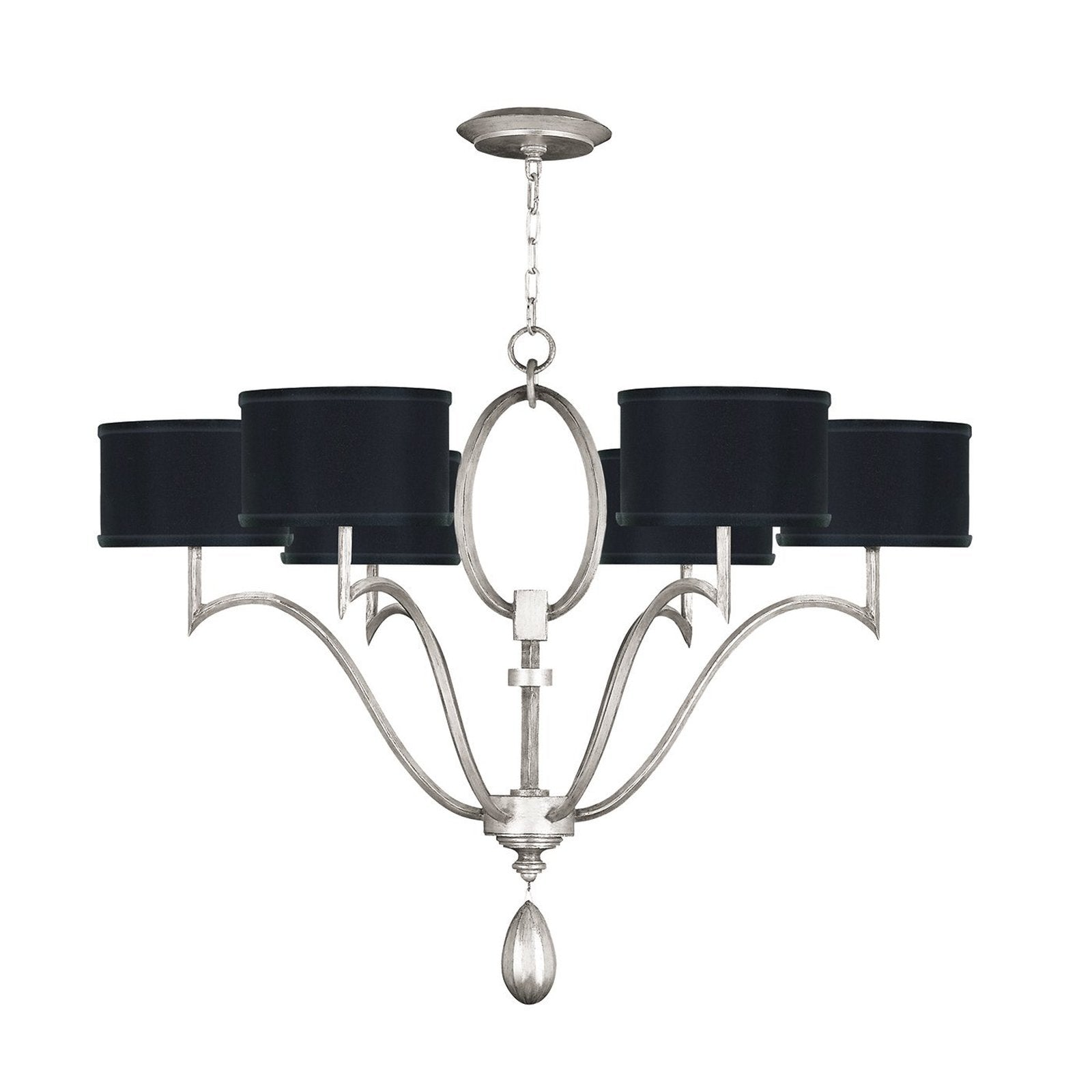 39-Inch Gold or Silver Shade Chandelier / White Textured/Burnished Gold
