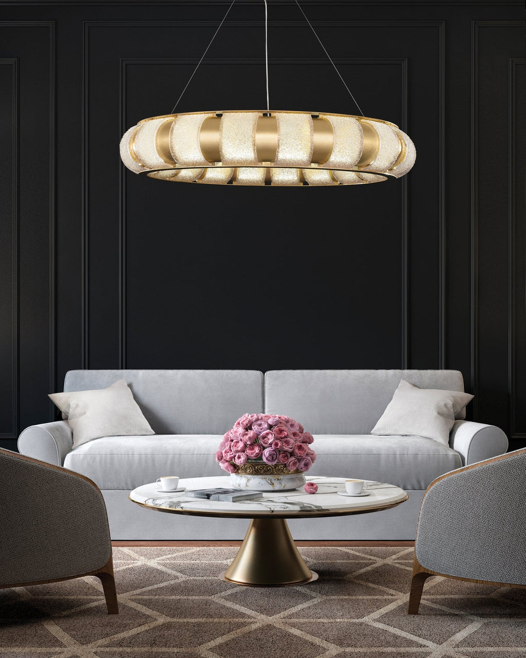 45-Inch Handcrafted Glass LED Pendant Light / Gold / Bahama Sand