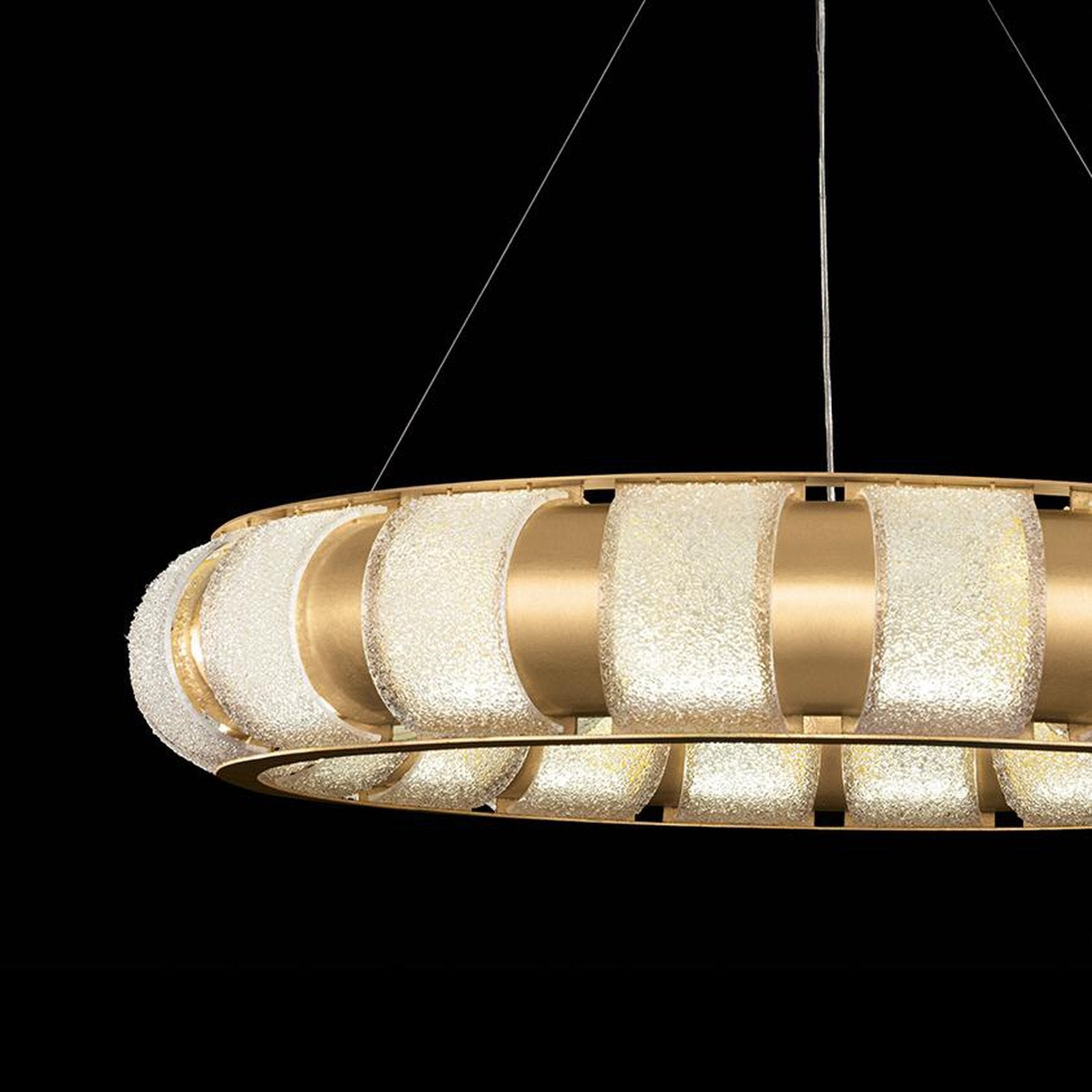 45-Inch Handcrafted Glass LED Pendant Light / Silver / Diamond Blanket