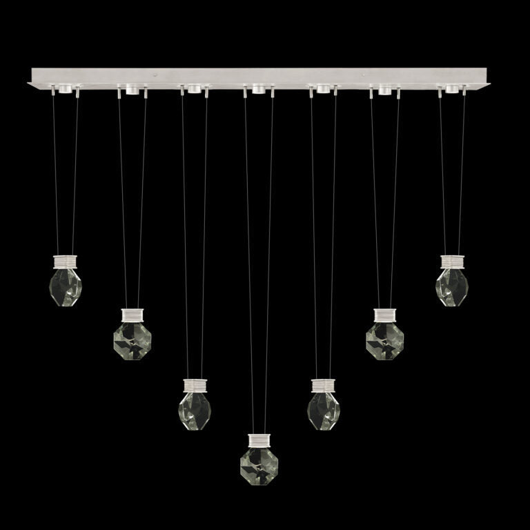 7-Drop Optic Crystal LED Pendant Light / Brushed Silver