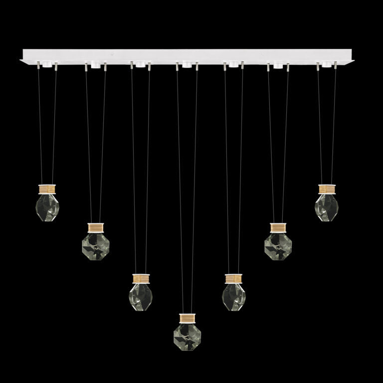 7-Drop Optic Crystal LED Pendant Light / White