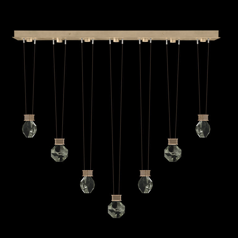 7-Drop Optic Crystal LED Pendant Light / Bronze
