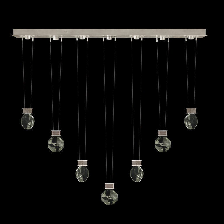 7-Drop Optic Crystal LED Pendant Light / Soft Ombre Silver