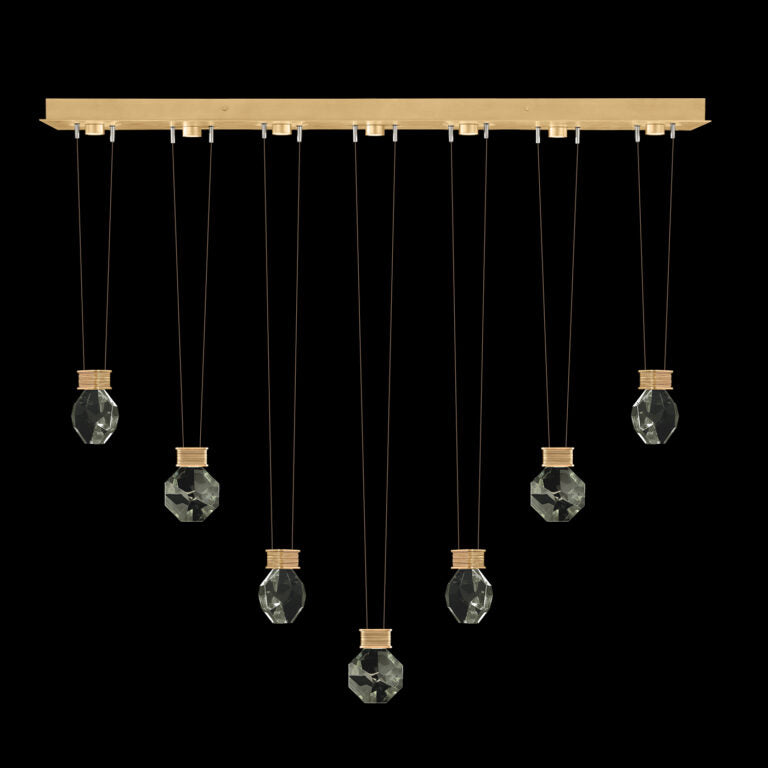 7-Drop Optic Crystal LED Pendant Light / Gold