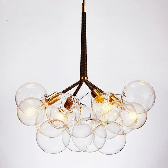 Nordic 3-Light Glass Bubble Pendant Light / Gold Black / 3 LED Light Bulbs