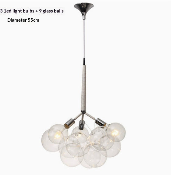 Nordic 3-Light Glass Bubble Pendant Light / Chrome White / 3 LED Light Bulbs
