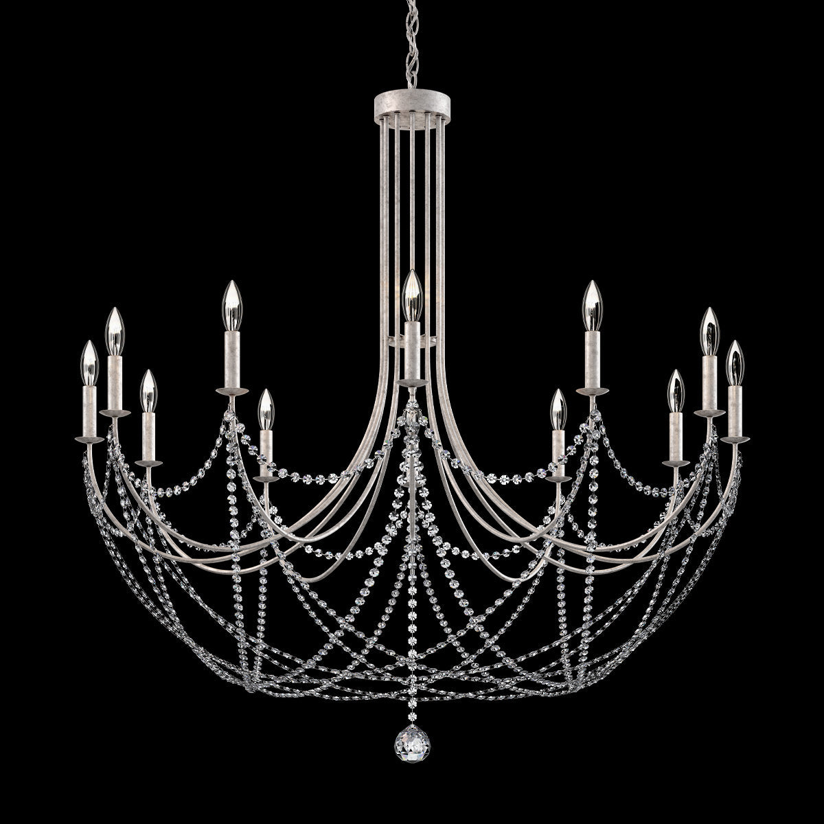 Optic Crystal Heirloom Gold Chandelier / Antique Silver