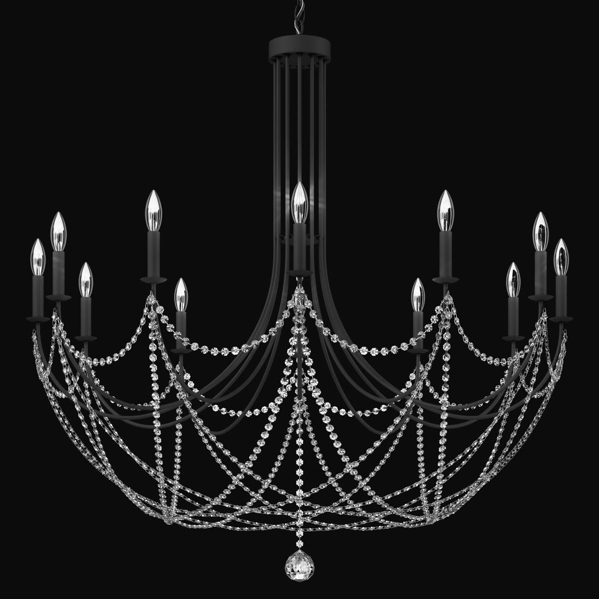 Optic Crystal Heirloom Gold Chandelier / Black