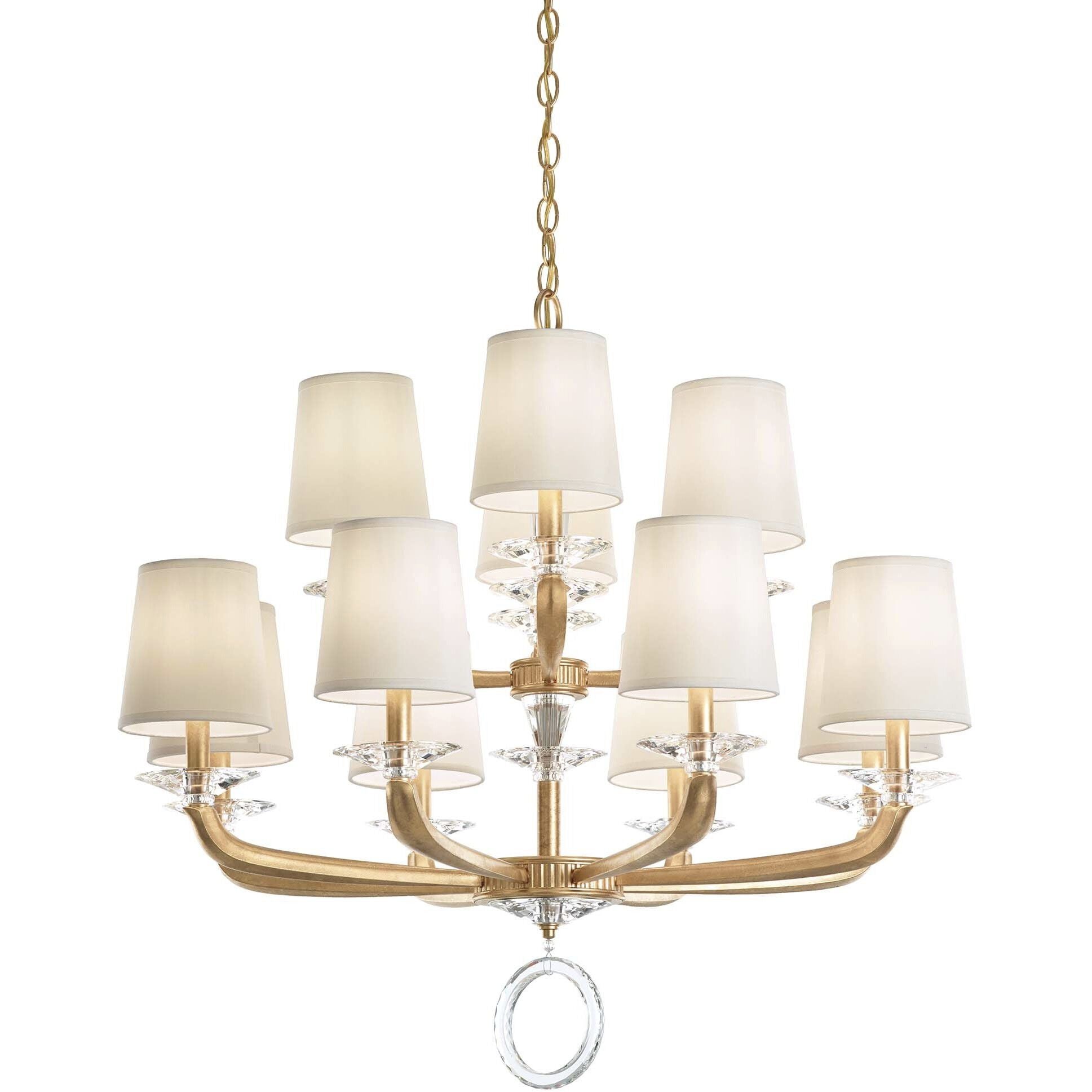 White Optic Crystal Cast-Arm Chandelier / Jet Black