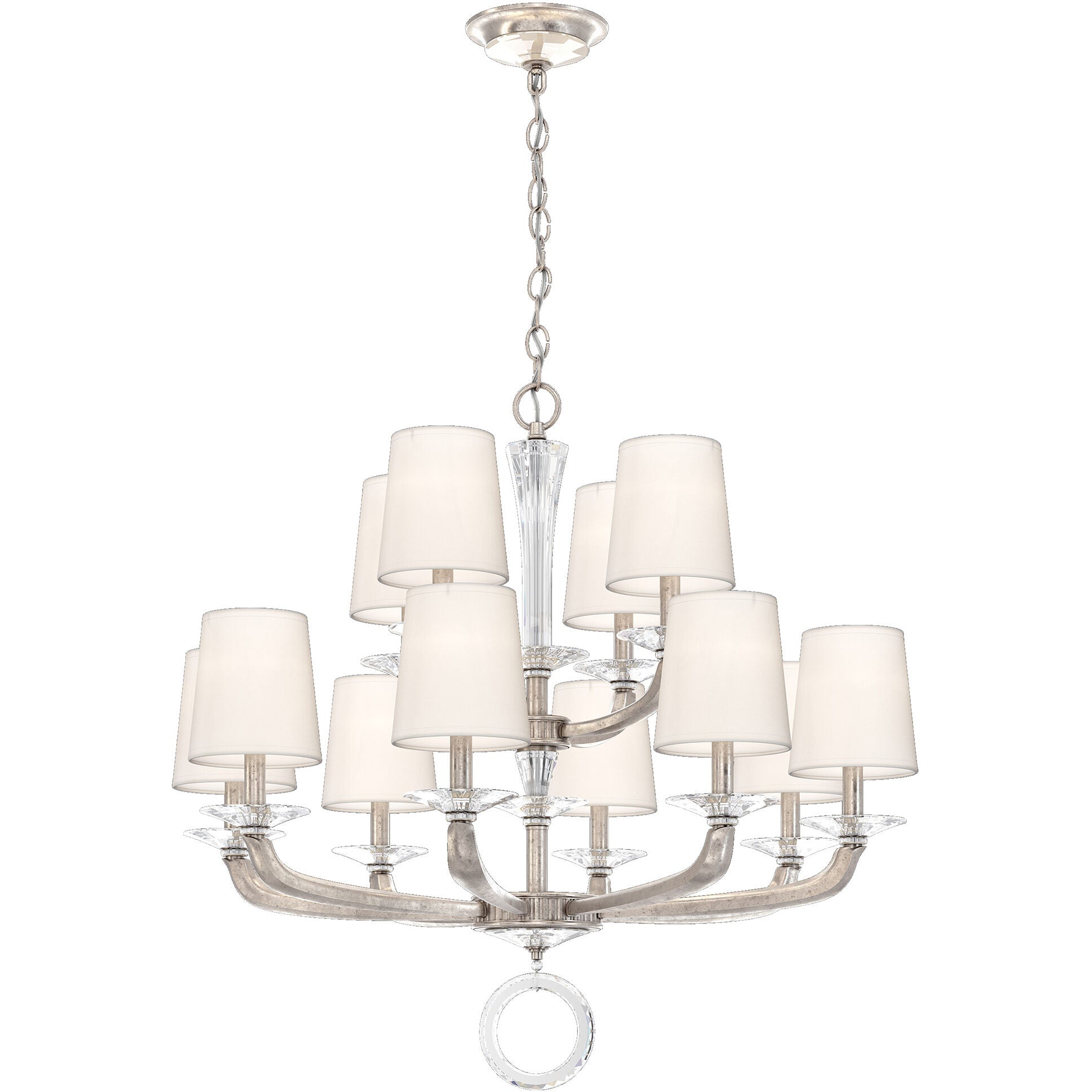 White Optic Crystal Cast-Arm Chandelier