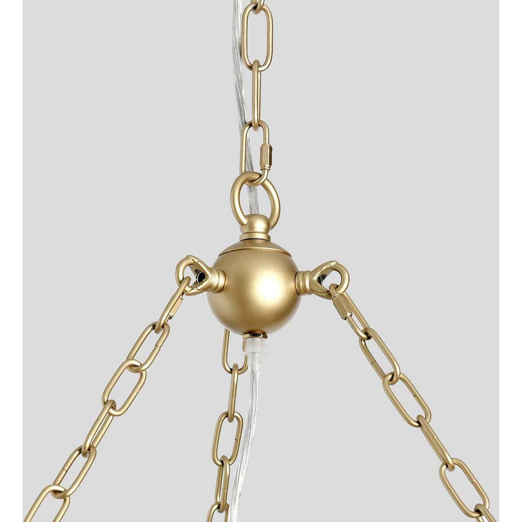 White Wood Beaded Round Chandelier
