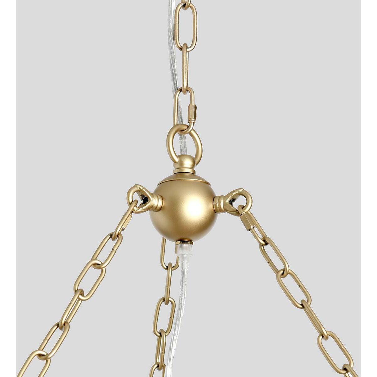 White Wood Beaded Round Chandelier