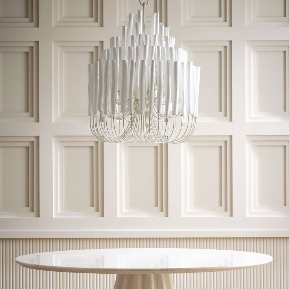 Whitewashed Wood Multi-Tier Chandelier