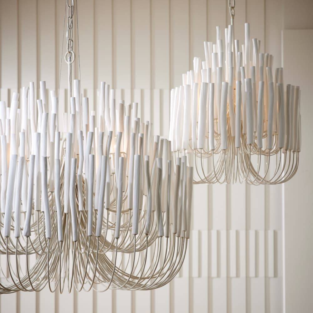 Whitewashed Wood Multi-Tier Chandelier