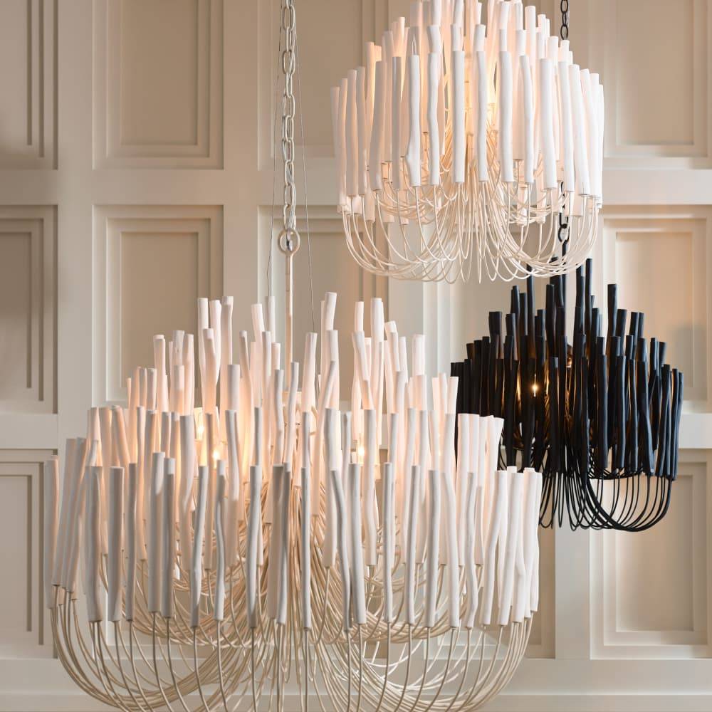 Whitewashed Wood Multi-Tier Chandelier